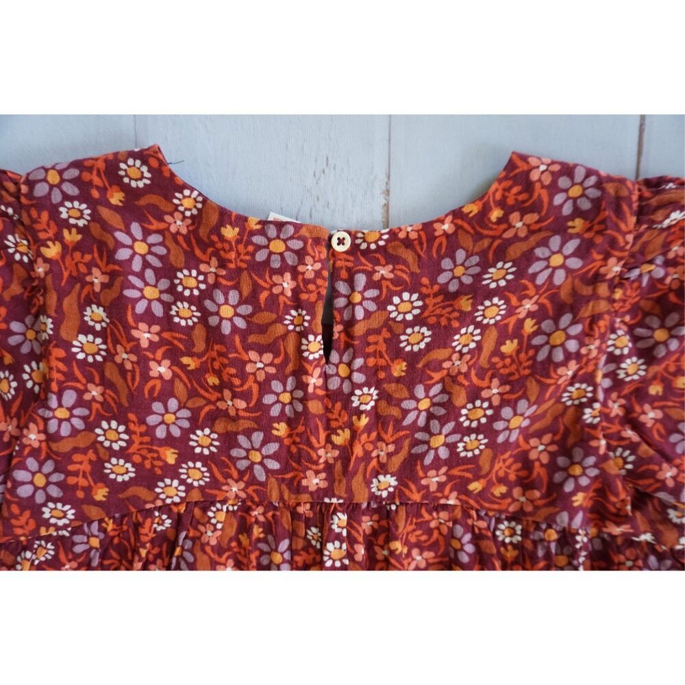 Cat & Jack Girl's Burgundy Floral Printed Dress - Size XL (14), NWT - Picture 7 of 9